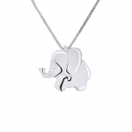 Pendentif Enfants - L&Eacute;A & ARTHUR - &Eacute;l&eacute;phant - Or Blanc 375 - Bijou Anallergique - Sac Cadeau