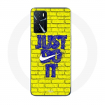 Coque Maniacase pour Oppo A16S logo just do it couleur bleu front jaune