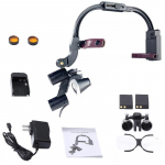 Meditsiiniline uus mudel Kahekordse valgusega kirurgiline suurendusklaas 2,5X/3,5X hambaluubid Black 2.5X