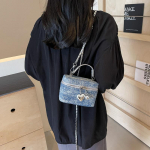 Uus Teemant Crossbody Kott Naiste Mood Ketid &Uuml;he &Otilde;la Kotid S&uuml;damekujulise T&otilde;mblukuga &Auml;mbrikujulised Ruudukujulised K&auml;ekotid Denim Kotike