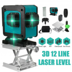 3D 12 liiniga reguleeritavad lasertasemed 360 isetasanduv horisontaalne vertikaalne rist roheline laser veekindel kiire m&otilde;&otilde;teseade