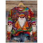 Naiste j&otilde;ulumaja graafiline pullover, pikkade varrukatega topid, naiste r&otilde;ivad, t&auml;nav, hiphop, &uuml;lisuured, r&otilde;ivad S