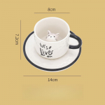 200 ml Kassipoegade keraamiline kohvikruus alustassiga Armas kolmem&otilde;&otilde;tmeline p&otilde;hjaga loomalehmapiima teetass T&uuml;drukule kassikruus p&uuml;hadekink 200ML