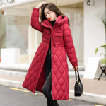 Suures suuruses uus sulejope naiste moodne Midi, paksendatud avar &uuml;le p&otilde;lve ulatuv talvejope M punane