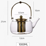 Uus k&otilde;rge temperatuurikindel k&otilde;rge boorsilikaatklaasist teekann, suure mahutavusega aurutamis- ja keetmisv&otilde;imalus kaheotstarbeline teekann h&otilde;be