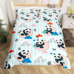 Armas punane panda tekikott king size, roosa armastuse t&auml;htede voodipesukomplekt kawaii multika loomad tekkekate t&uuml;drukulik magus tekkekate 140x200cm 3pcs