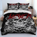 Slayer Heavy Metal Band Music tekkvoodipesukomplekt, tekikott, padjap&uuml;&uuml;r, kuningasuuruses voodipesukomplekt kingituseks AU Double 180x210cm