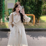 S&uuml;gis Uus Naiste Keskmise pikkusega Valge Liibuv Taljega Vabaaja Mantel L valge