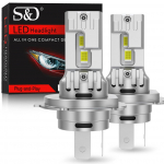 2tk Canbus H4 LED esitulede pirnid kaugl&auml;hituled 30000LM auto mootorratta tuled 24tk 3570 CSP Turbo Led dioodlambid Auto Moto esilatern 12V 6500K H4/9003/HB2 Hi/Lo