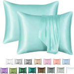 2 tk satiinist padjap&uuml;&uuml;r, pehme ja sile tekstuur, satiinist &uuml;hev&auml;rvilised &uuml;mbrikupadjap&uuml;&uuml;rid, v&auml;hendavad juuste katkemist ja v&auml;ldivad kortse 51*66cm helesinine v&auml;rv