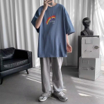 2024 Uus L&uuml;hikeste Varrukatega T-s&auml;rk Meeste Ins Moem&auml;rk Euroopa ja Ameerika Hip-Hopi Stiil &Uuml;mara Kaelusega Aluss&auml;rk &Uuml;lemine Suvi M valge