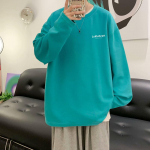 Tr&uuml;kitud s&uuml;gistalvine kampsun meeste kevad ja s&uuml;gis 2024 Korea uus &uuml;mmargune kaelus, vaba topp &scaron;ikk Hongkongi stiilis trendikas M valge