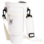 Water Bottle Carrier Bag for Stanley 40oz Tumbler with Handle Water Bottle Holder with Adjustable Shoulder Strap with Pocket valge