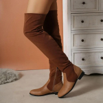 Naiste &Uuml;le P&otilde;lve K&otilde;rged Saapad Uus Talvine Mood PU Karusnahk Suede Patchwork Seksikad Pikad Saapad Naiste Madalad Kingad Suur Suurus 43 39 pruun