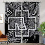 Kaasaegsed elutoakardinad kaamera jaoks Rock-rammsteines varjud Pimendav kardin T&uuml;ll magamistoa vaheseinaks Halloweeni dekoratsioon W86xH213cmx2pcs-CL