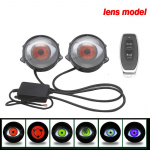 2tk 3-tolline Devil Eye LED-esitulede komplekt Auto d&uuml;naamilised tuled 12v kaugjuhtimispuldiga Silmad Asenduskomplektid Esitulede komplekt