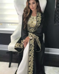 Islami Kaftan Dubai Farasha Maroko Abaya Kaftan Georgette Stiilne Pidulik Kleit FREE SIZE valge/must