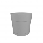 ARTEVASI Pot de fleurs rond CAPRI LARGE - Plastique - R&eacute;servoir d'eau - diam&egrave;tre 40 cm - Gris clair - 39,1 x 39,1 x 37 cm