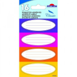16 &eacute;tiquettes adh&eacute;sives scolaires - Bloc Ovale - couleurs chaudes