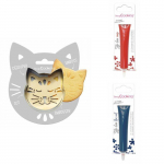 Kit pour biscuit en relief Chat + 2 Stylos au chocolat rouge et bleu nuit