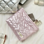 Tepitud PU Love Bow kosmeetikakott Nahahooldustoodete kott Tasku Multifunktsionaalne meik huulepulk h&uuml;gieenisidemete s&auml;ilituskott