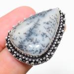 Dendrite Opal Handmade 925 Sterling Silver Jewelry Ring Size 7.5 k1q38