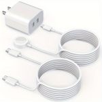 Kahe 40W USB C laadija pistik koos 6FT USB-C to C/iWatch magnetilise kiirlaadimiskaabliga Apple Watchi seeriatele ja iPhone 15 jaoks US white