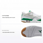 Air Jordan 4 RM GS Pine Green Laste tossud Valge Neutraalne-hall Hunt-hall FQ7938-103 36.5