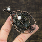 Labradorite, Moonstone Copper Wire Wrap Jewelry Pendant 3.55 t2v51