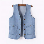 Naiste L&uuml;hike Denim Vest Kevad Slim Varrukateta Jakk Vest &Uuml;herealine &Uuml;hev&auml;rviline Top 6XL