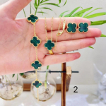 4-osaline ehtekomplekt Uus &Otilde;nnelik Nelileheline Ristik K&auml;ev&otilde;ru Kaelakee K&otilde;rvar&otilde;ngaste Komplekt