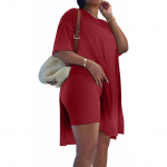 Naiste suures suuruses l&uuml;hikeste varrukatega tuunika ja kitsad l&uuml;hikesed p&uuml;ksid, 2-osaline &uuml;likond, spordir&otilde;ivaste komplekt XXXXXL