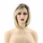 L&uuml;hike bobi parukas tukkidega S&uuml;nteetiline blond parukas naistele Looduslikud soengud Ombre blond parukas Vabaaja soengud Soodusm&uuml;&uuml;k