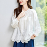 Prantsuse Retro S&auml;rk Naiste Pikkade Varrukatega Suvine &Otilde;&otilde;nes Tikitud Pitsist Top Lahtine Slim S&auml;rk One size valge