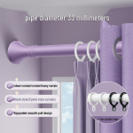 Rooma Puurimiseta Teleskoopiline Kardina- ja Riiete Kuivatuspuu &Uuml;he Kinnitusega Telescopic: 1.6-2.5m [Includes 20 Rings]