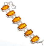 Natural Honey Topaz Gemstone Handmade 925 Sterling Silver Bracelet 7-8 u1a50