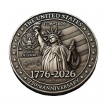 USA 250. aastap&auml;eva suveniirm&uuml;nt kahepoolse nikerdusega Ameerika &Uuml;hendriikide ajaloo m&auml;lestusm&auml;rk &uuml;mmargune metallist kollektsioonim&uuml;nt patriootiline kaunistus B