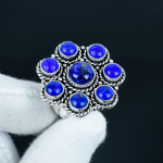 Naturaalne lapis lazuli v&auml;&auml;riskivi K&auml;sit&ouml;&ouml; 925 Sterling H&otilde;bedast S&otilde;rmus - Boheemlaslik Ehtes&otilde;rmus - K&auml;sit&ouml;&ouml; Boho Ehted Naistele ja Meestele, Peokink US 4