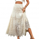 Prantsuse stiilis maksiseelik k&otilde;rge v&ouml;&ouml;kohaga A-l&otilde;ikeline &uuml;hev&auml;rviline &otilde;&otilde;nes seelik suure &auml;&auml;rega kootud seelik A-l&otilde;ikeline vabaaja pikk seelik