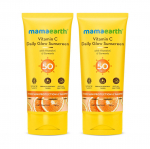 Mamaearth Vitamin C & Turmeric Sunscreen SPF 50 PA++++ &ndash; 80g x 2 Pack, No White Cast, Lightweight, Brightens Skin, Tan Protection, All Skin Types