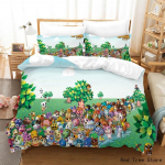 Animal Crossing Voodipesukomplekt Joonisfilm M&auml;ng 3D Tekikottide Komplektid &Uuml;heinimesevoodi T&auml;issuuruses Kuninganna Kuningsuuruses Padjap&uuml;&uuml;r lastele Kingitus Kodu Dekoratsioon Us Twin 173x218cm