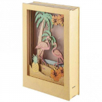 Cadre d&eacute;coratif en bois &agrave; motif 3D - 20 x 30 x 6,7 cm - Flamant beež