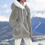 Naiste vabaaja &uuml;hev&auml;rviline vaba lukuga ja taskutega kapuutsiga jope XL