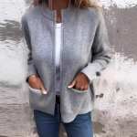 Naiste &uuml;hev&auml;rviline mood vabaaja p&uuml;stkraega t&otilde;mblukuga jope avara taskuga jope S