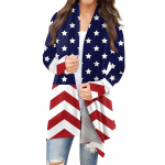 Naiste iseseisvusp&auml;eva printimisega pikkade varrukatega eesmine kardigan, tr&uuml;kiga kerge jakk M