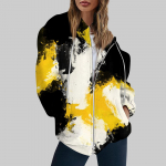 Naiste mood vabaaja tr&uuml;kiga dressipluus, pikkade varrukatega taskukardigan jakk T&otilde;mblukuga kapuutsiga mantel XXL