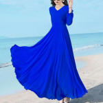 Suvemood Uus Korea Lihtne Elegantne Keskmise Pikkusega Sifonkleit &Uuml;hev&auml;rviline V-kaelusega V&ouml;&ouml;kohalt Lukuga Paigaldatud Liblikavarrukatega Kleit 5XL