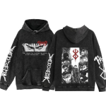 Vintage Anime Berserk Guts Tr&uuml;kitud Kapuutsiga Meeste Naiste Vabaaja L&otilde;dvad Kapuutsid Pesta Puuvillane Streetwear Harajuku Mehelik Dressipluus Topid 2XL black