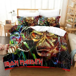 Iron Heavy Metal Maidensi voodipesukomplekt, tekikott, voodikomplekt, tekikott, padjap&uuml;&uuml;r, tekk, kuninganna suurusega poiste t&auml;iskasvanute voodipesukomplekt 70x133cm 2pcs