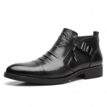 Meeste vintage kauboisaapad nahast pandlaga rihm Punk poolsaapad terava ninaga mootorrattasaapad buty do kostki sepatu pria must 39 must